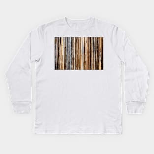 Brown wooden planks background Kids Long Sleeve T-Shirt